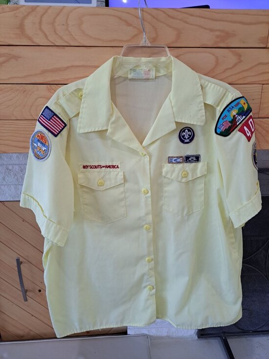 Boy Scouts Of America Tops - Boy Scouts Of America Official Blouse Yellow Patches  Embroidered Logos USA L